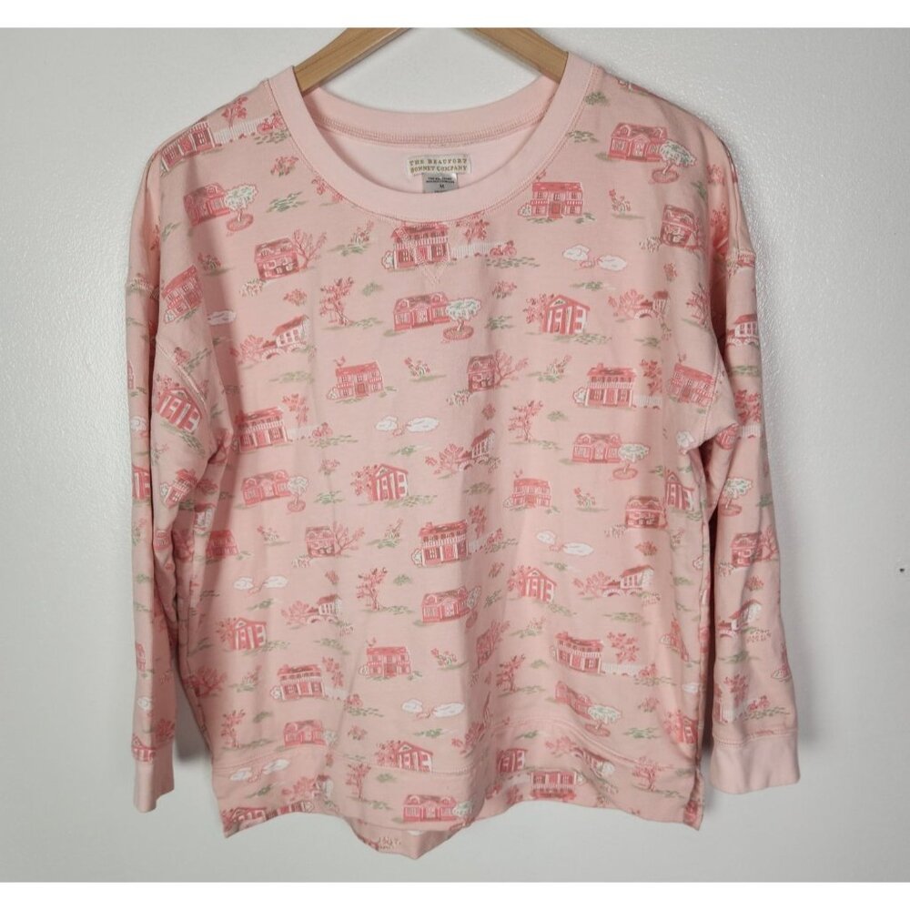 The Beaufort Bonnet Company Women's Sz. M Toile/Palm Beach Pink Sweatshirt